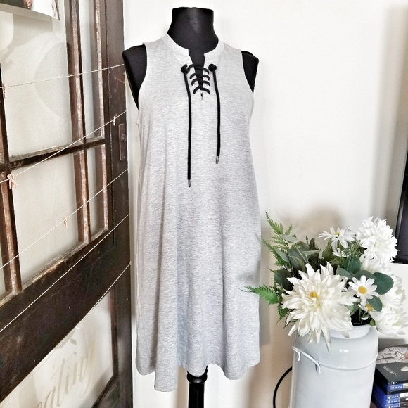 NWOT Trendy Comfy Grey Sweatshirt Dress - Picture 5 of 6